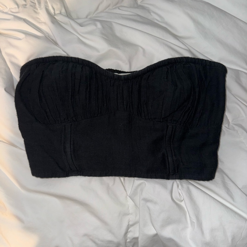 American Eagle Outfitters Black Sleeveless Bustier Crop Top
